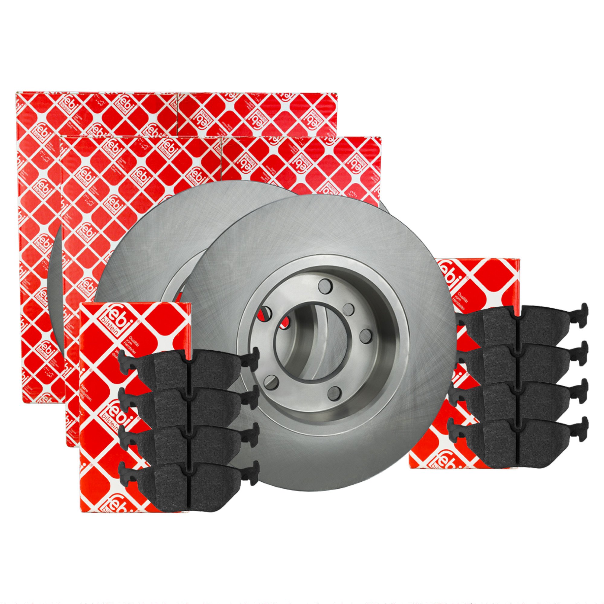FEBI BREMSSCHEIBEN+BREMSBELÄGE SET VORNE+HINTEN MAZDA 3 BK 2.0 150PS