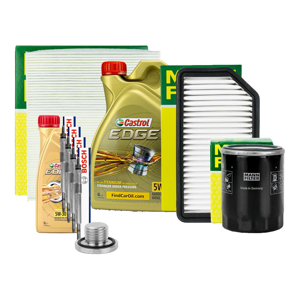 CASTROL ÖLWECHSEL 5W30 Öl 5L Mann Filtersatz Bosch Glühkerzen Für Skoda Octavia EUR 158,98