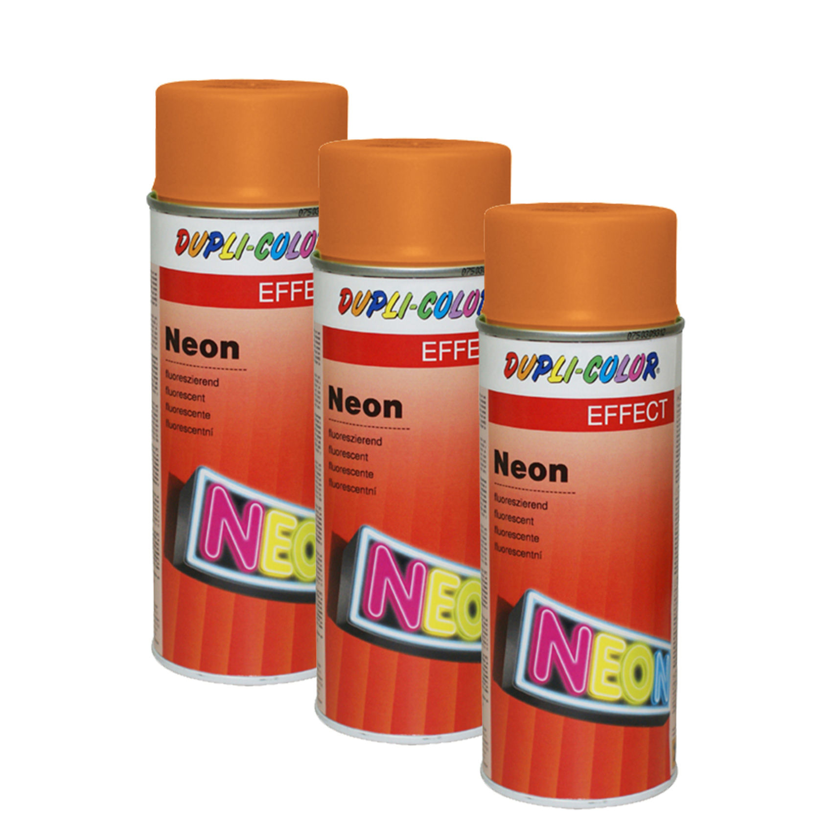 3x DUPLI-COLOR NEON ORANGE TAGESLEUCHTFARBE LACK METALL HARTKUNSTSTOFF 150 ML - Bild 1 von 3