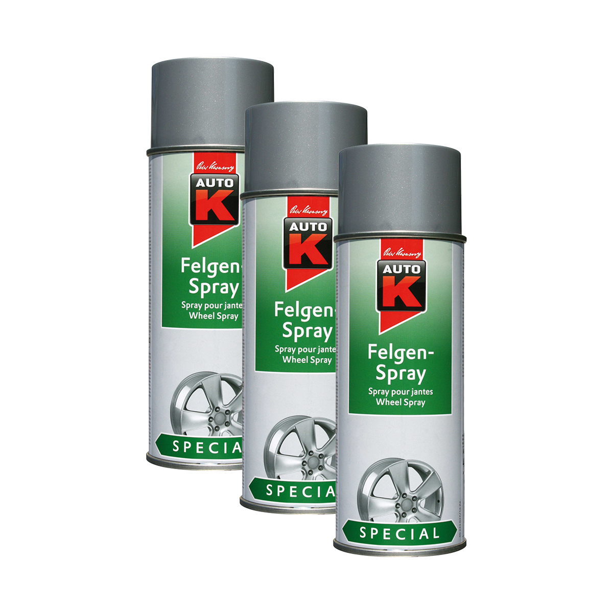 3x KWASNY 233 037 AUTO-K SPECIAL Felgen-Spray Kristallsilber Abriebfest 400ml