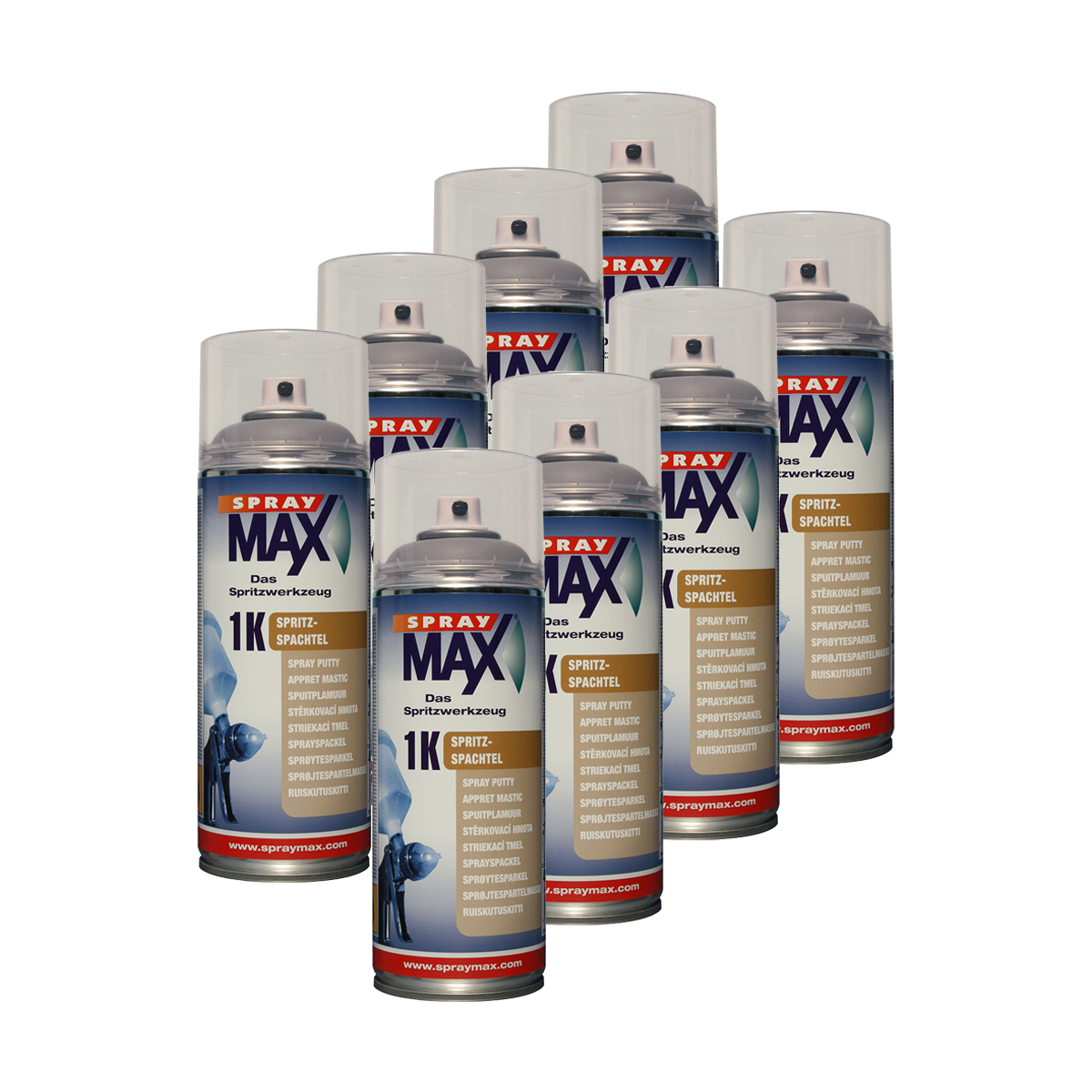 8x KWASNY 680 016 SPRAYMAX Spritzspachtel grau 400ml