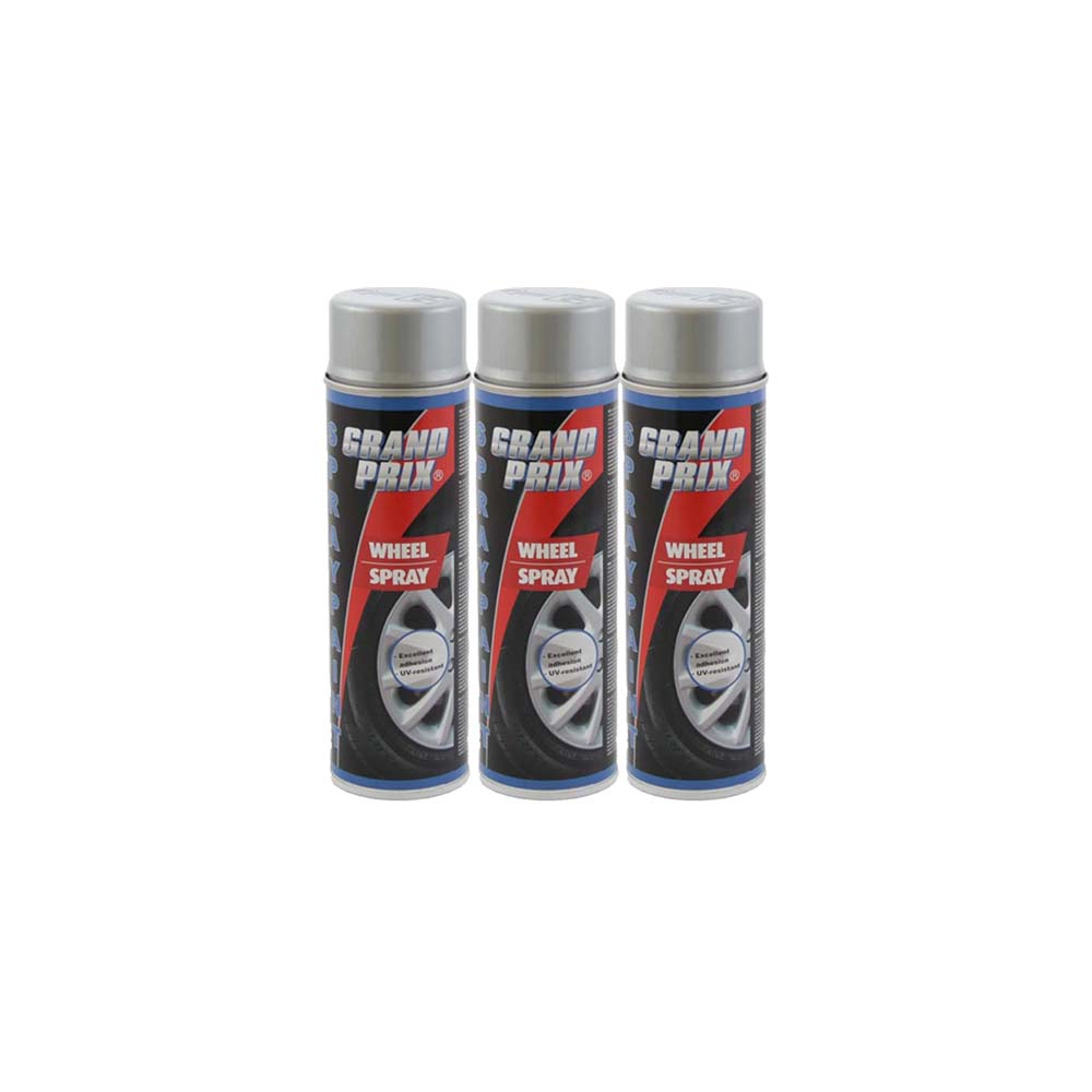 3x MOTIP GRAND PRIX FELGENLACK FELGENSPRAY WHEELSPRAY SILBER LACK 500ML 080005