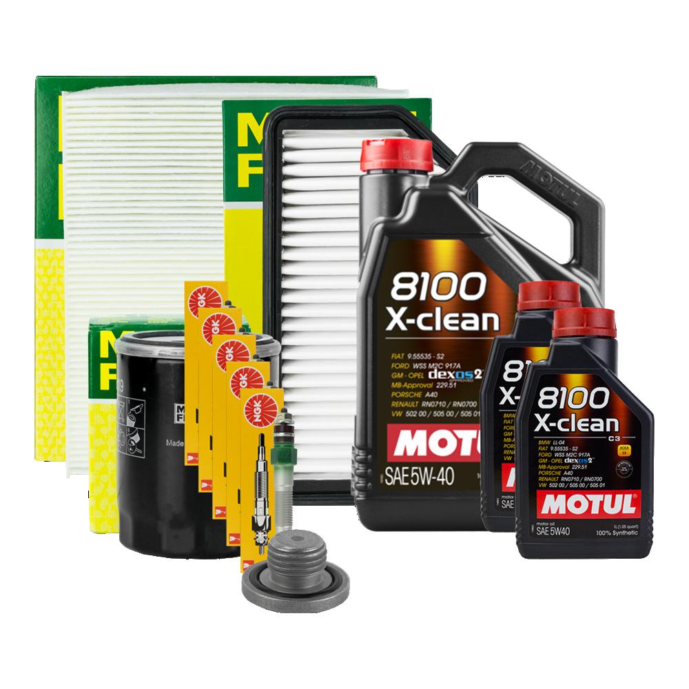 MOTUL ÖLWECHSEL 5W-40 ÖL 7L FILTERSATZ GLÜHKERZEN FÜR MERCEDES C-KLASSE C 270