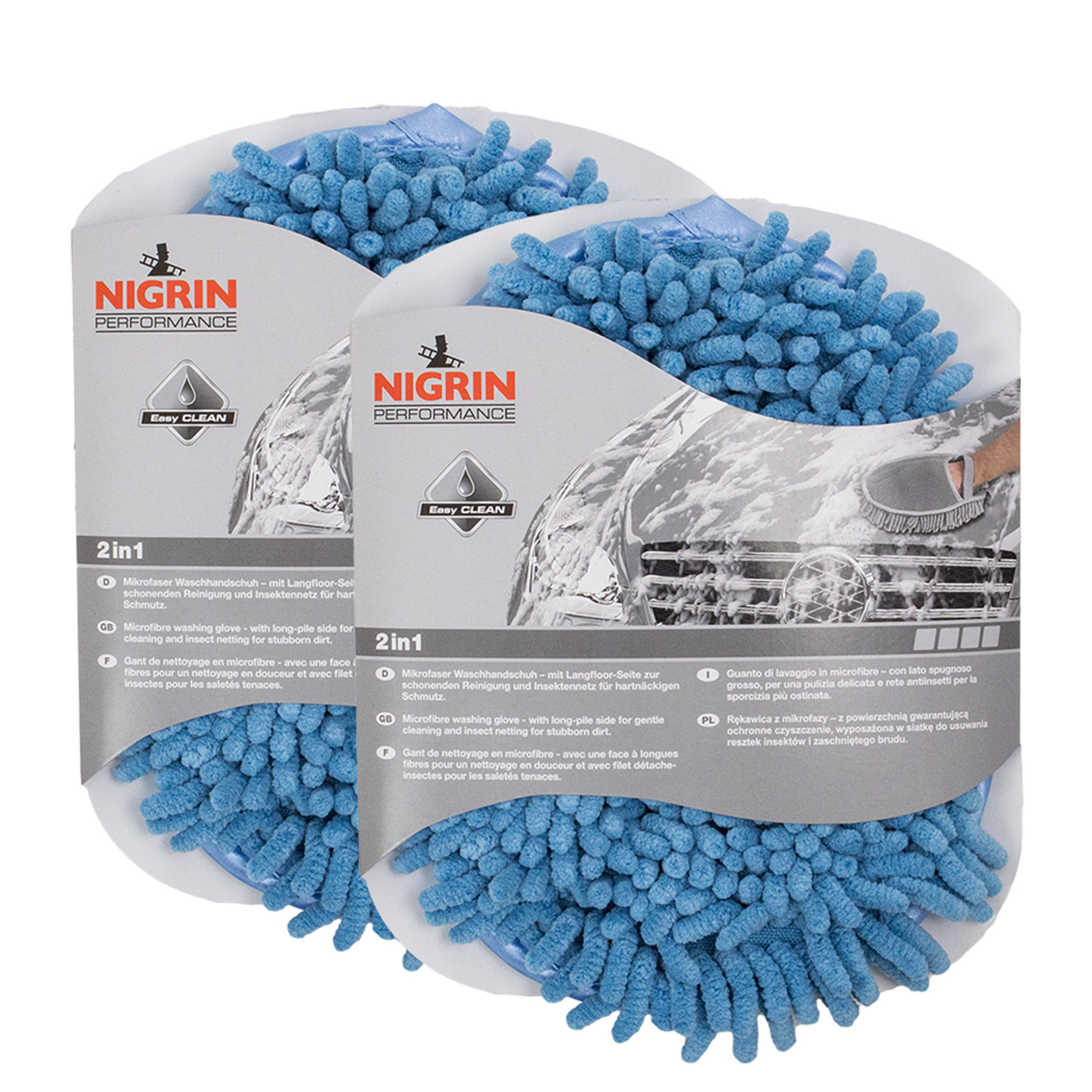 2x NIGRIN 71110 Performance Microfaser Waschhandschuh 1 Stück