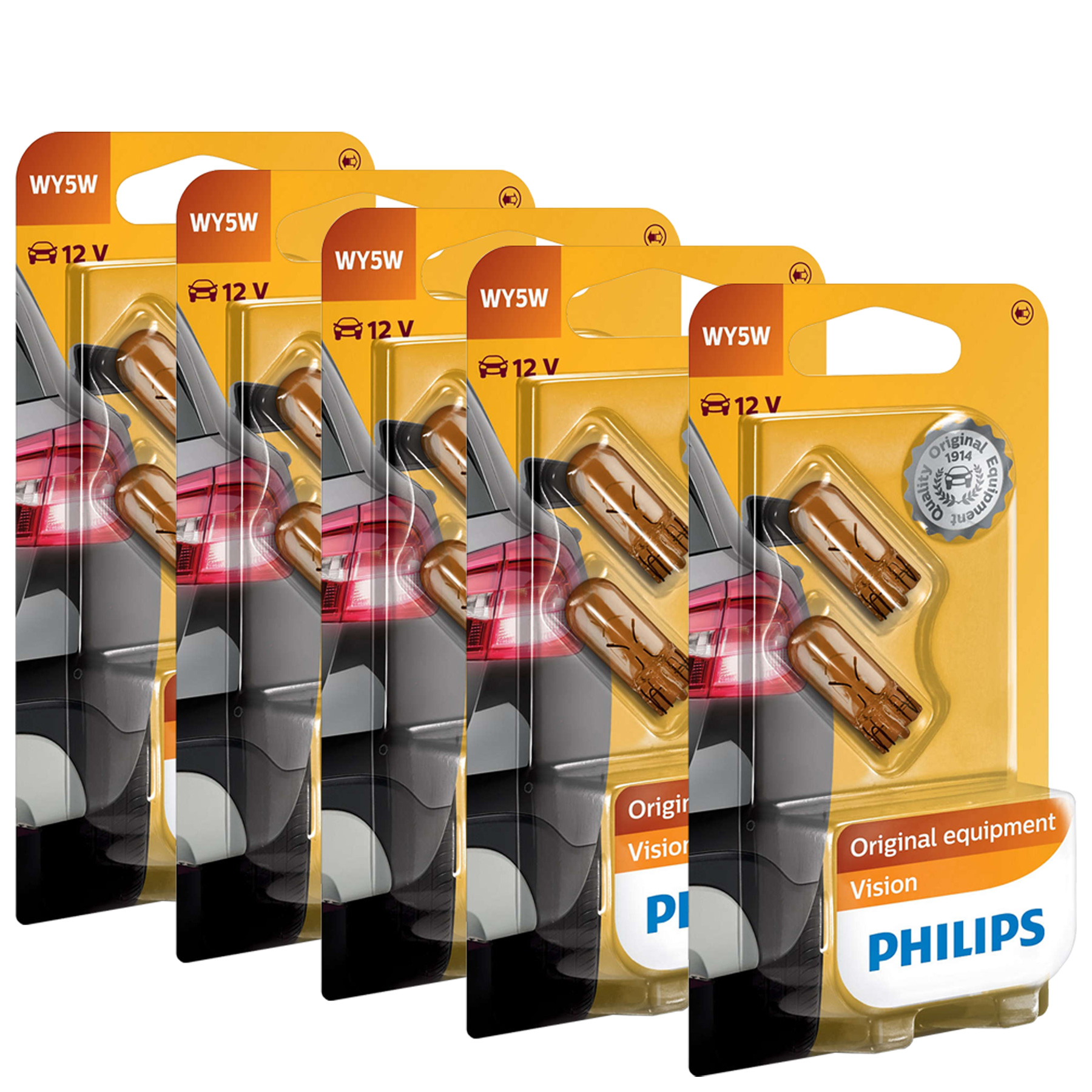 5x PHILIPS GLÜHBIRNEN BLINKER POSITIONSLEUCHTE BLINKLICHT 12V 5W WY5W W2.1x9.5