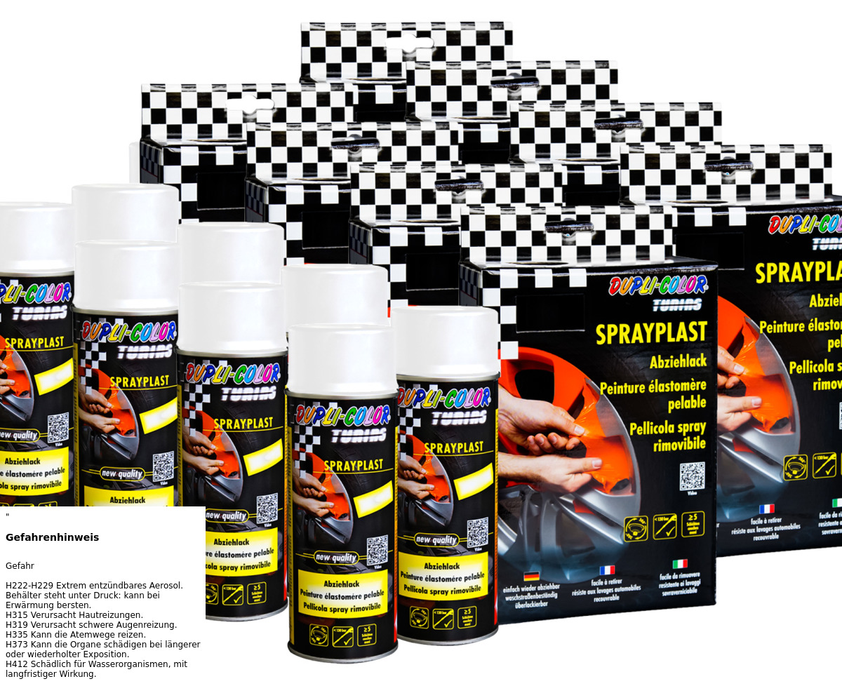 8x DUPLI-COLOR DC SET SPRAYPLAST WEISS GLÄNZEND ABZIEHLACK FELGEN TEILE ...