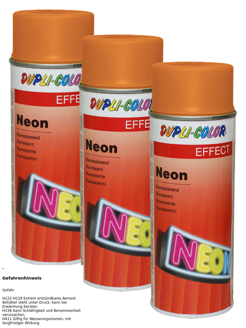3x DUPLI-COLOR NEON ORANGE TAGESLEUCHTFARBE LACK METALL HARTKUNSTSTOFF 150 ML - Bild 3 von 3